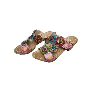 L'Artiste Spring Step D-Cade Leather Floral Sandals Size 36 EU /‎ 5.5 US